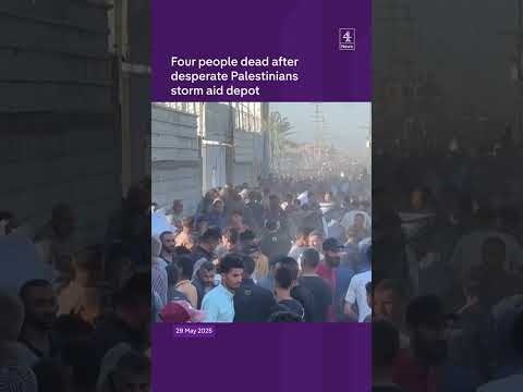 Four people dead after desperate Palestinians storm aid depot