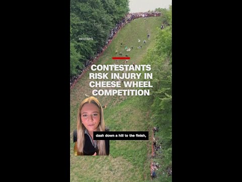 Contestants risk injury in cheese wheel competition
