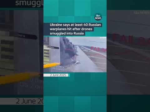 A Ukrainian drone attack has destroyed more than 40 Russian warplanes, Ukraine’s SBU says #itvnews