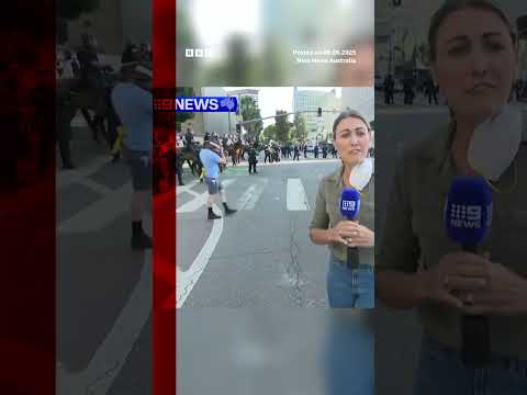 LA protests: Australian correspondent hit by ‘rubber bullet’. #LA #Shorts #BBCNews