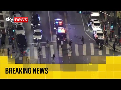 Aerial footage shows Los Angeles protests continuing