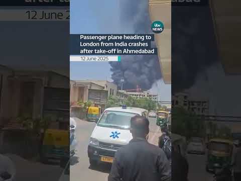 A UK-bound flight has crashed in India – footage from social media and has been verified by ITV News