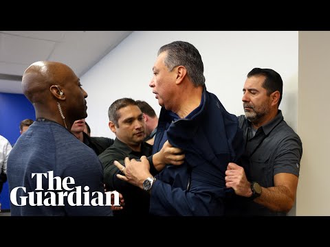 California senator Alex Padilla forcibly removed from Kristi Noem press conference