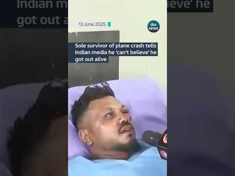 Sole survivor of plane crash tells Indian media he ‘can’t believe’ he got out alive #itvnews #shorts