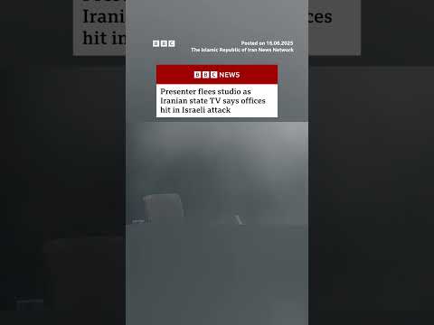 Moment presenter flees studio as Iranian state TV says offices hit in Israeli attack. #BBCNews