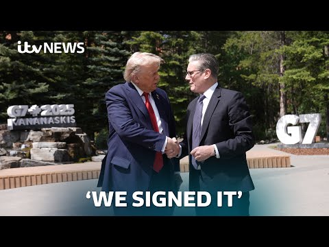 US-UK trade deal has been signed and is ‘done’, US president Donald Trump says | ITV News