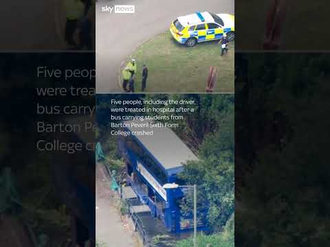 Five people in hospital after bus crash