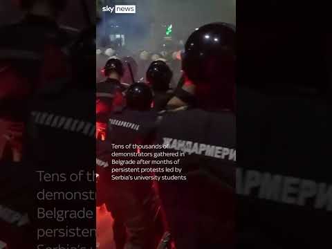 Riot police clash with protesters calling for end to Serbian president’s rule