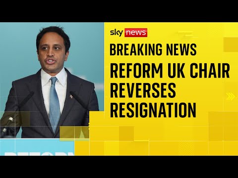 BREAKING: Reform UK chairman Zia Yusuf reverses decision to quit party