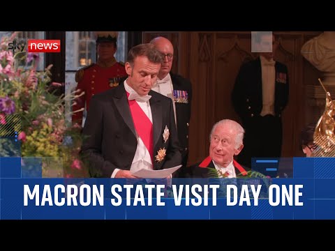 Banquets, speeches and migration: Day one of Emmanuel Macron’s UK state visit