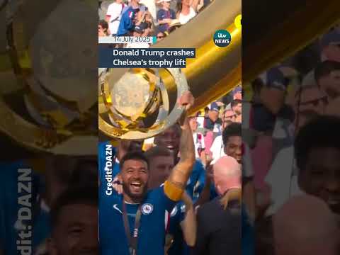 US President Donald Trump stayed for Chelsea FC’s trophy lift after presenting it to them | ITV News