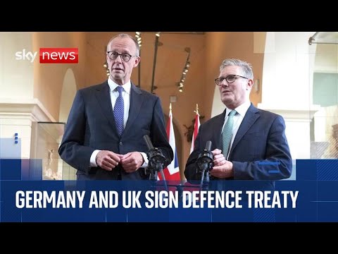 PM Keir Starmer and Chancellor Friedrich Merz speak after UK and Germany sign new defence treaty