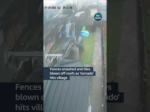 Fences smashed and tiles blown off roof as ‘tornado’ hits village | ITV News