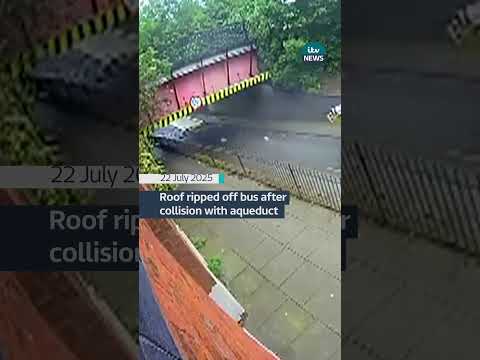 Passenger ‘ejected from top deck’ and driver arrested after bus hits aqueduct in Eccles #itvnews