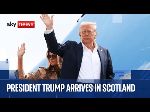 President Trump touches down in Scotland | Sky News coverage
