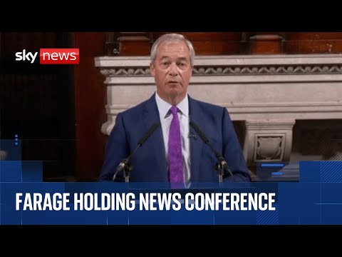 Nigel Farage speaking at Reform UK news conference