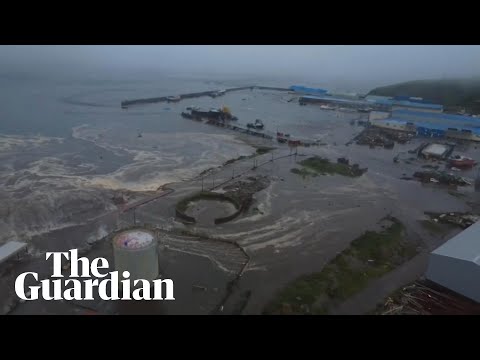 Aerial footage shows tsunami flooding Severo-Kurilsk after Kamchatka quake in Russia