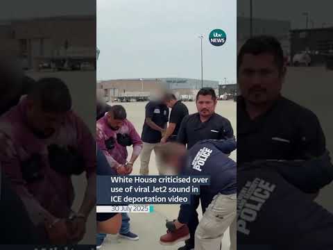 White House criticised over use of viral Jet2 sound in ICE deportation video #itvnews