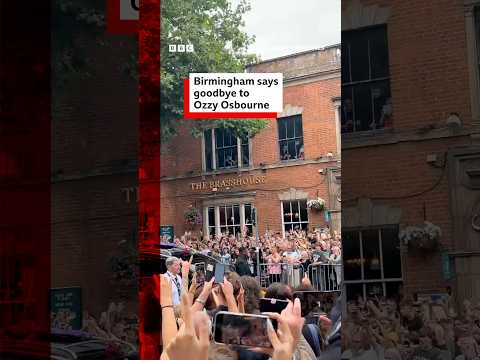 Ozzy Osbourne’s cortege passes through Birmingham. #OzzyOsbourne #BBCNews