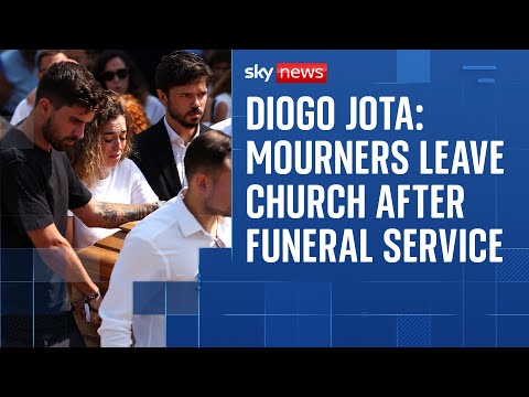 Diogo Jota and brother Andre Silva’s coffins carried from church after funeral service