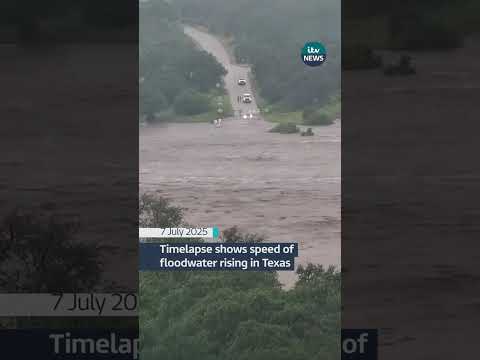 A timelapse captured how quickly floodwaters rose along the Llano River in Texas on Friday #itvnews