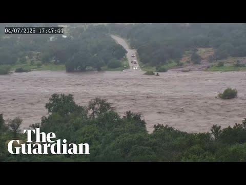Timelapse footage shows how quickly Texas floodwaters rose over causeway