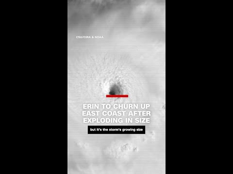 Erin to churn up East coast after exploding in size