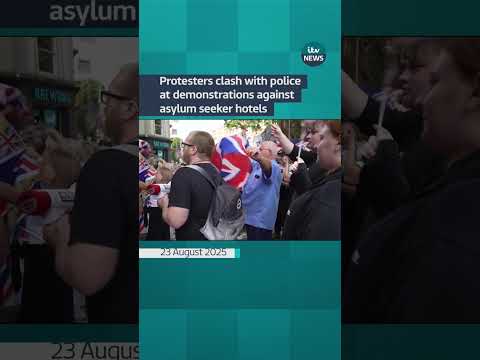 Protesters clash with police at demonstrations against asylum seeker hotels | ITV News