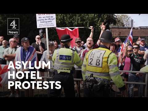 Protests and counter protests over hotels housing asylum seekers held across UK