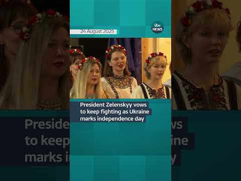 Zelenskyy participated in a prayer to mark the country’s 34th Independence Day #itvnews #ukraine