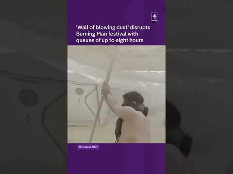 ‘Wall of blowing dust’ disrupts Burning Man festival with queues of up to eight hours