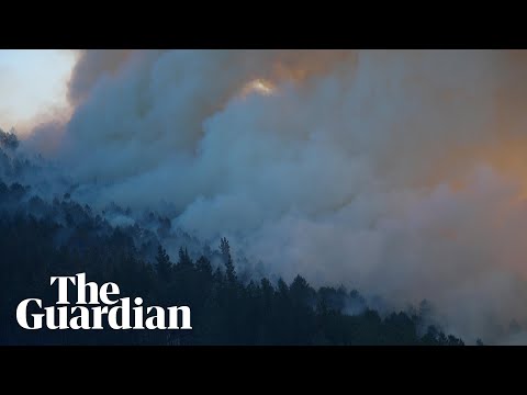 Smoke billows from wildfires in Asturias, Spain