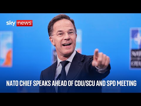 NATO chief speaks ahead of attending CDU/CSU and SPD parliament group meeting in Germany