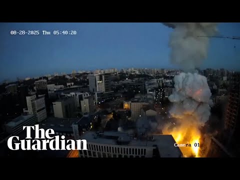 CCTV footage shows overnight strikes on Kyiv