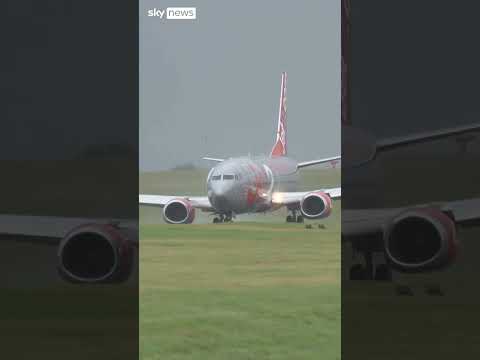 Bumpy landing for plane in Storm Floris