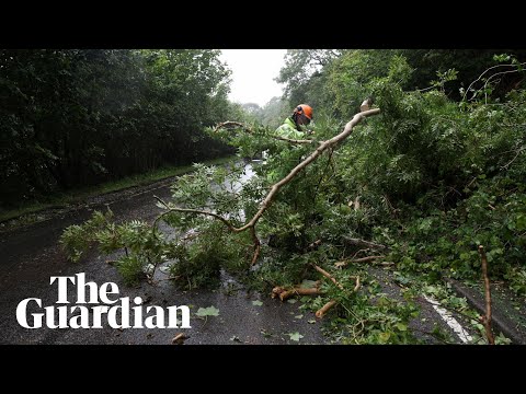 Strong winds cause power cuts and travel disruption as Storm Floris batters the UK