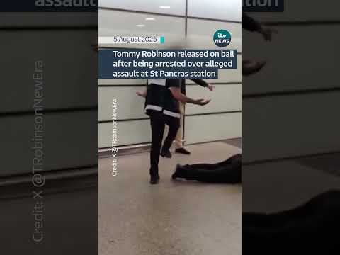 Tommy Robinson released on bail after being arrested over alleged assault at St Pancras | ITV News