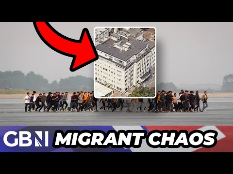 Migrants ‘take over’ UK coastal town as food delivery bikes seen ‘SPRAWLED’ outside asylum hotels