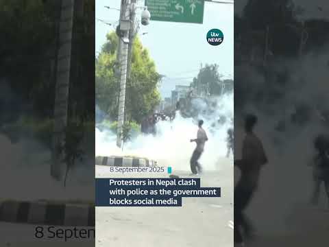 Thousands of people protested in Nepal’s capital after authorities block social media #itvnews #news