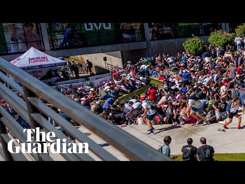‘Screaming and running’: witnesses describe crowds at Charlie Kirk shooting