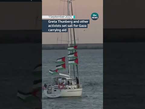 A flotilla carrying activists and aid for Gaza left Barcelona for Gaza #itvnews #gretathunberg