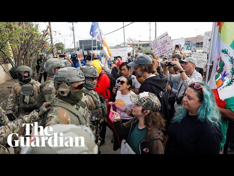 Protesters confront Ice agents outside immigration facility near Chicago