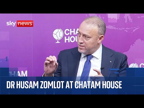 Palestinian ambassador to the UK Husam Zomlot speaks at Chatham House event