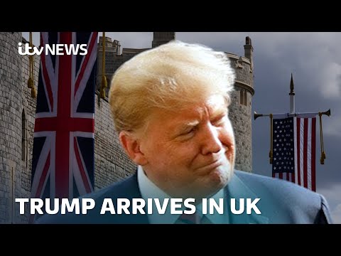 US President Donald Trump arrives in the UK for a second state visit | ITV News