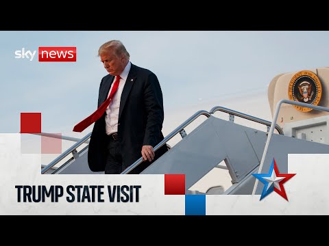 Donald Trump arrives in the UK for ‘unprecedented’ second state visit | Sky News coverage