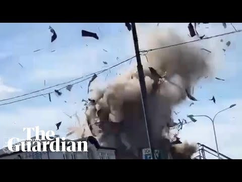 Moment when Russian drone hits educational building in Kharkiv