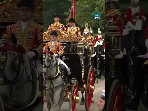 The US and  British anthems play as the Royals and Trumps travel in royal coaches