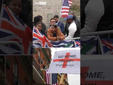 Pro and anti-Trump protesters gather in Windsor