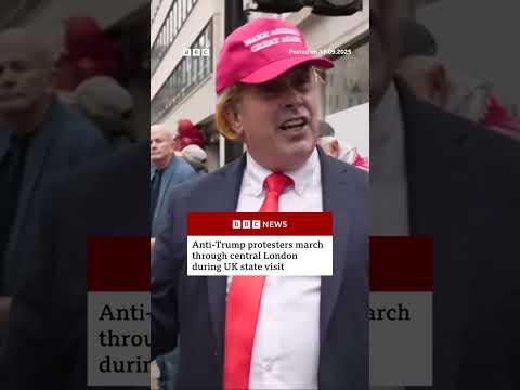 Anti-Trump protesters march through central London. #DonaldTrump #StateVisit #BBCNews