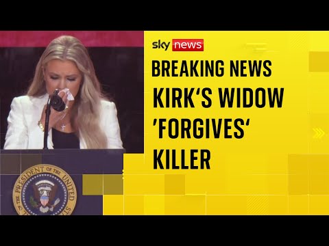 ‘I forgive him’: Tearful widow of Charlie Kirk gives emotional address at memorial service